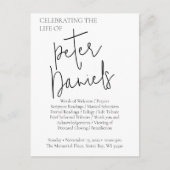 黒白のスクリプト写真 葬儀 ポストカード (正面)