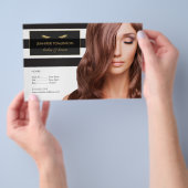 黒白のストライプが入ったゴールドのまつげ チラシ (ハンドル)