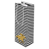 黒白のストライプに乗った馬 ワインギフトバッグ (正面アングル)