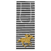黒白のストライプに乗った馬 ワインギフトバッグ (正面)