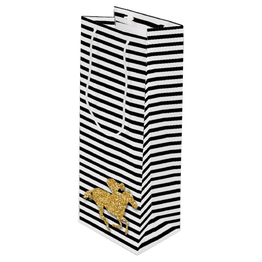 黒白のストライプの馬 ワインギフトバッグ (正面アングル)