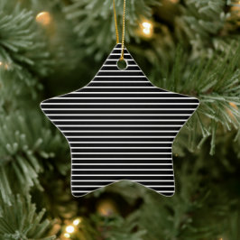 黒白のストライプ柄のクリスマス セラミックオーナメント
