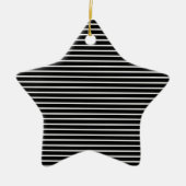 黒白のストライプ柄のクリスマス セラミックオーナメント (正面)