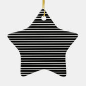 黒白のストライプ柄のクリスマス セラミックオーナメント (裏面)