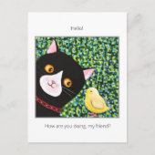 黒白のタキシード猫とヒリヒリの友人 ポストカード (正面)