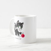 黒白のタキシード猫と赤いボール コーヒーマグカップ (正面左)