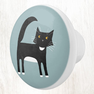 黒白のタキシード猫 セラミックノブ