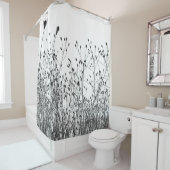 黒白のドライプラントシルエット シャワーカーテン (インサイチュ)