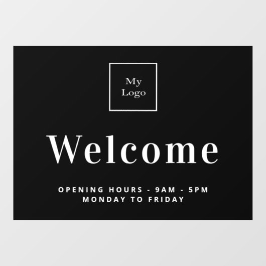 黒白のビジネス ロゴ オープニングアワー ウェルカム ウィンドウサイン (シート)