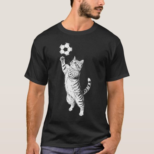 黒白のビンテージタビー猫の子猫 Tシャツ (正面)
