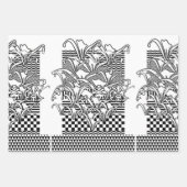 黒白のユリ ラッピングペーパーシート (正面2)