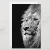 黒白のライオンの肖像 - 動物写真撮影 便箋 (正面/裏面)