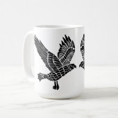 黒白のラベ飛んでいるン・リノ・カット コーヒーマグカップ (正面左)