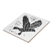 黒白のラベ飛んでいるン・リノ・カット タイル (側面)