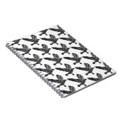 黒白のラベ飛んでいるン・リノ・カット ノートブック (右側)