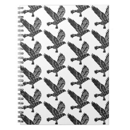 黒白のラベ飛んでいるン・リノ・カット ノートブック