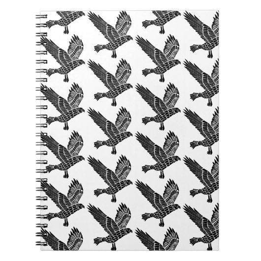 黒白のラベ飛んでいるン・リノ・カット ノートブック (正面)