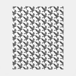 黒白のラベ飛んでいるン・リノ・カット フリースブランケット