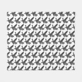 黒白のラベ飛んでいるン・リノ・カット フリースブランケット (正面(横))