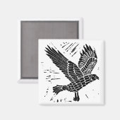 黒白のラベ飛んでいるン・リノ・カット マグネット (正面/裏面)