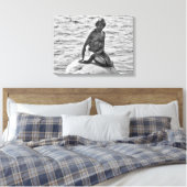黒白の人魚の小さな像 キャンバスプリント (インサイチュ (寝室))