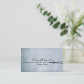 黒白の作家のための青い紙にペンで書く 名刺 (スタンド正面)