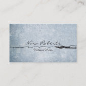 黒白の作家のための青い紙にペンで書く 名刺 (正面)