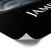 黒白の写真付き追悼式の案内 ポスター (角)