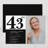 黒白の写真 43歳の誕生日招待状 招待状 (正面/裏面)