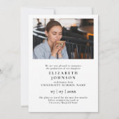 黒白の写真 RN 看護師卒業発表 招待状 (裏面)