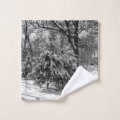 黒白の冬の不思議の国と鹿 バスタオルセット (ウォッシュタオル)