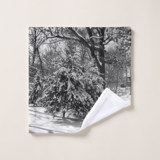黒白の冬の不思議の国と鹿 バスタオルセット (ウォッシュタオル)