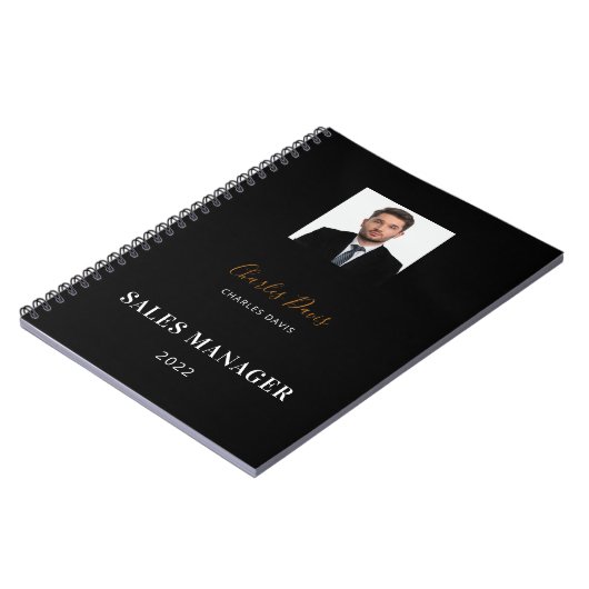 黒白の名前シグネチャー写真ビジネス 2023 ノートブック (左側)