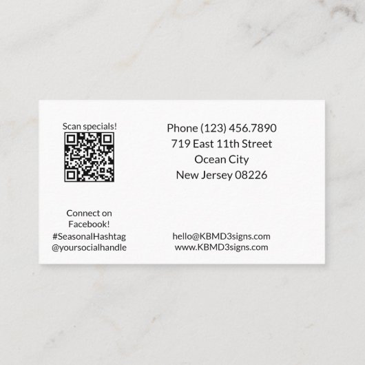 黒白の夏の太陽シーズンありがとう 名刺 (裏面)