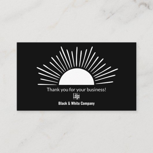 黒白の夏の太陽シーズンありがとう 名刺 (正面)