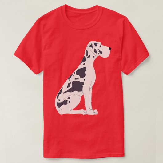 黒白の大デーン犬 Tシャツ (デザイン正面)