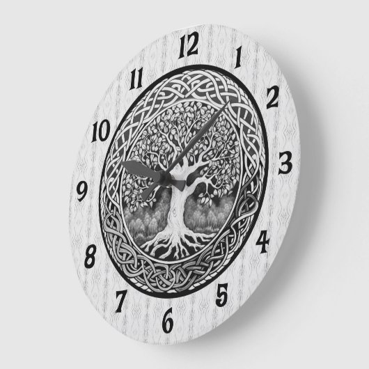 黒白の大時計の木 ラージ壁時計 (傾斜)