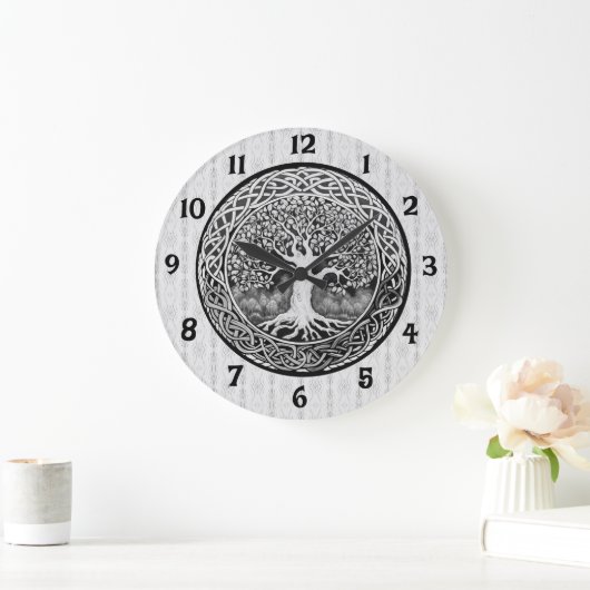 黒白の大時計の木 ラージ壁時計 (ホーム)