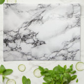 黒白の大理石 キッチンタオル (折り畳み)