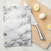 黒白の大理石 キッチンタオル (四つ折り)