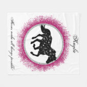 黒白の宇宙馬 フリースブランケット (正面(横))