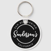 黒白の市町村名 円 キーホルダー (正面)