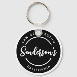 黒白の市町村名 円 キーホルダー