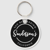 黒白の市町村名 円 キーホルダー (裏面)