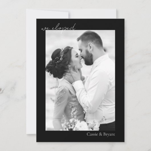 黒白の我々は駆け落ちエレガントモダン結婚した 案内状 (正面)