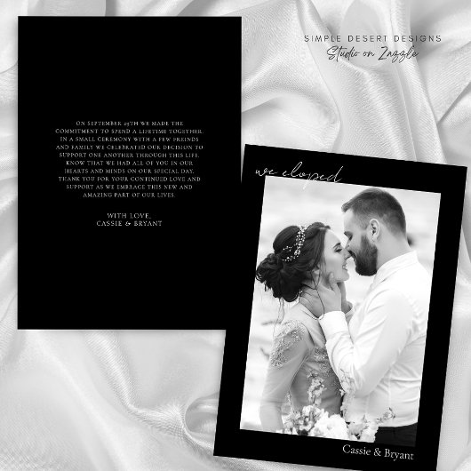 黒白の我々は駆け落ちエレガントモダン結婚した 案内状