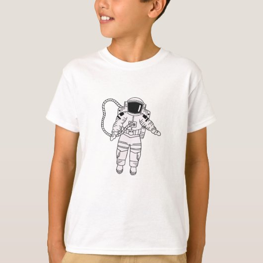 黒白の手で描かれた宇宙飛行士10代の少年 Tシャツ (正面)