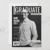 黒白の数学雑誌の写真卒業式 招待状 (正面)