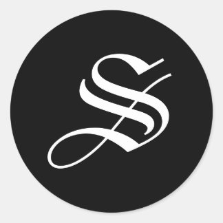 黒白の書道Sモノグラムシール ラウンドシール