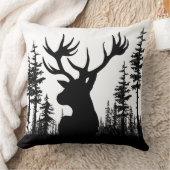 黒白の森の松の木 クッション (ブランケット)